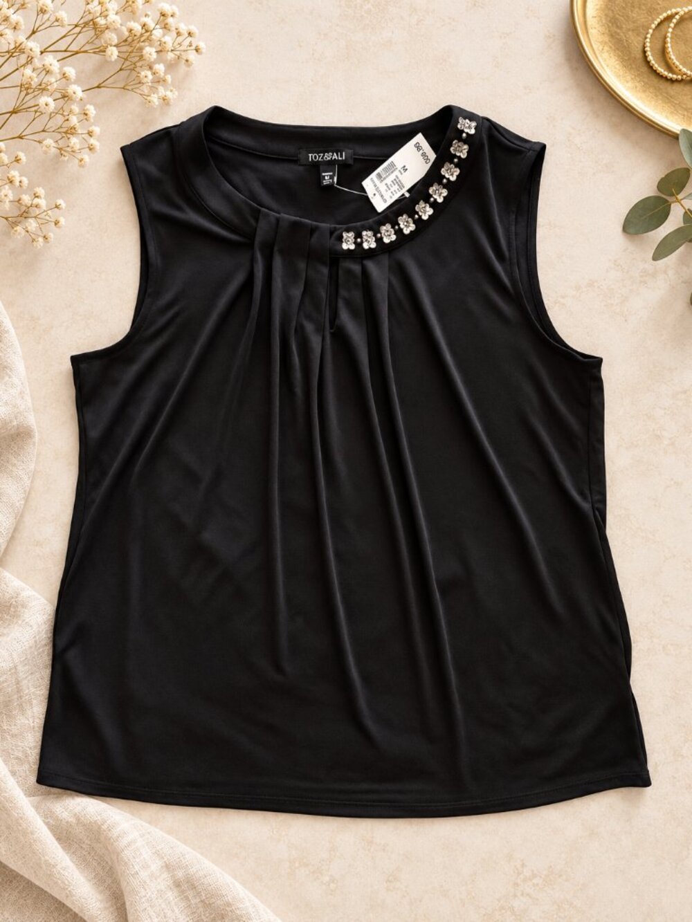 Roz & Ali Women's Black Embellished Sleeveless Blouse – Size 1X – NWT